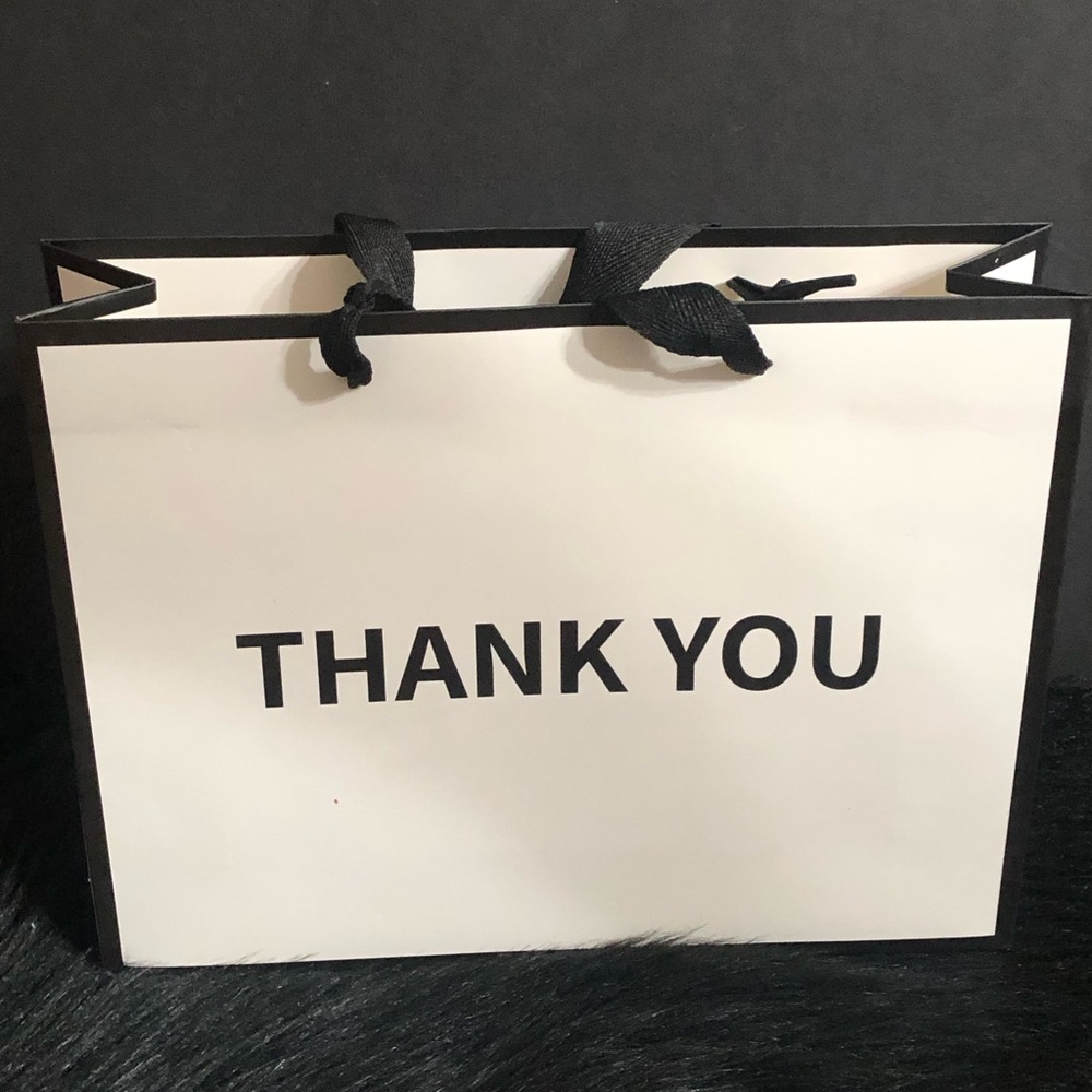 20 White 'THANK YOU' Gift Bag with Black Handles